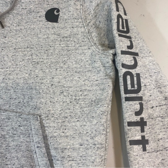 Carhartt Gray Logo Hoodie Sweatshirt Women’s Size 12-14 - Picture 6 of 10
